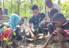 Satgas TMMD Kodim 1710/Mimika Tanamkan Kepedulian Lingkungan Lewat Penanaman Mangrove Bersama Anak-Anak
